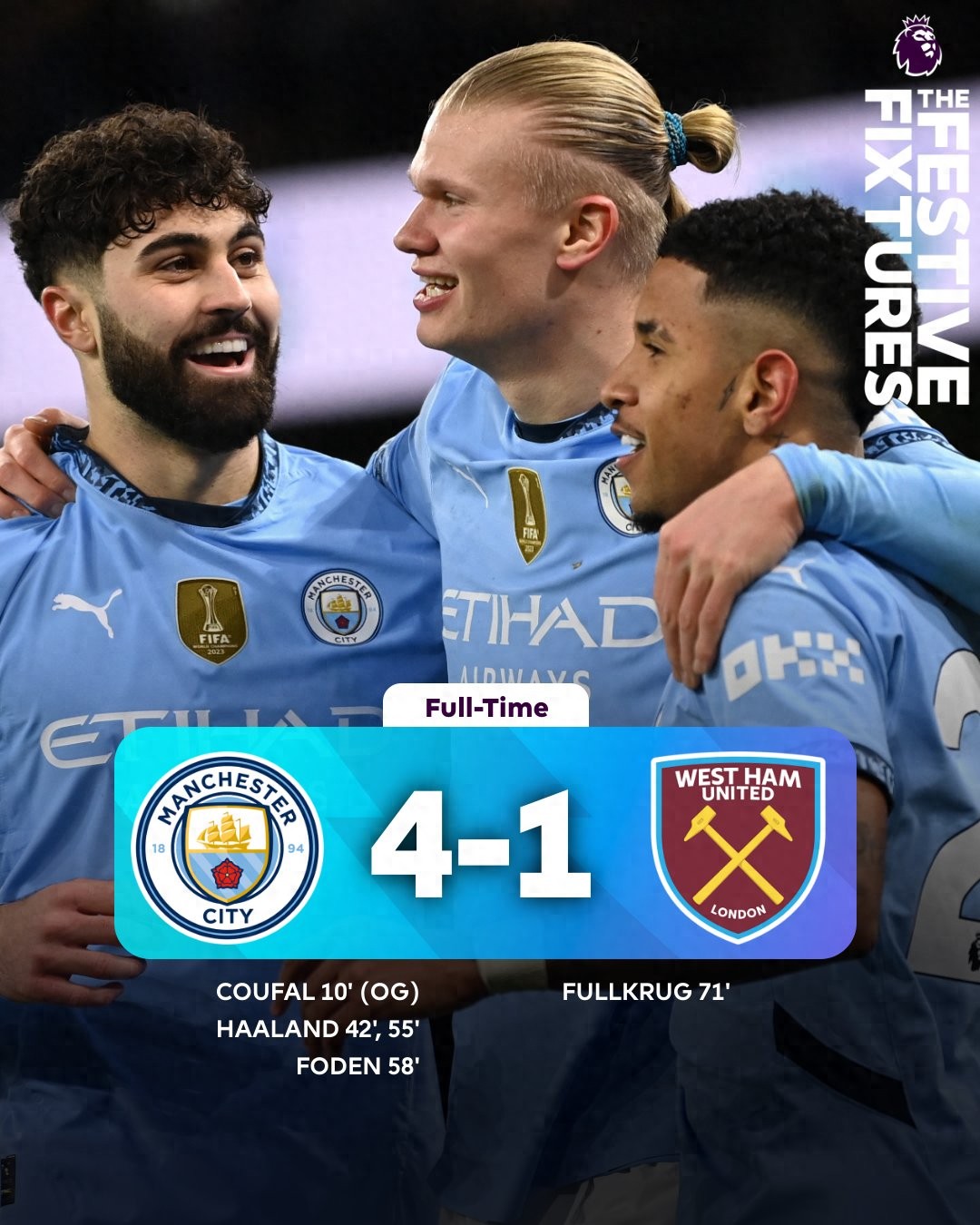 包含曼城前锋一箭穿心独中两元助球队夺冠的词条